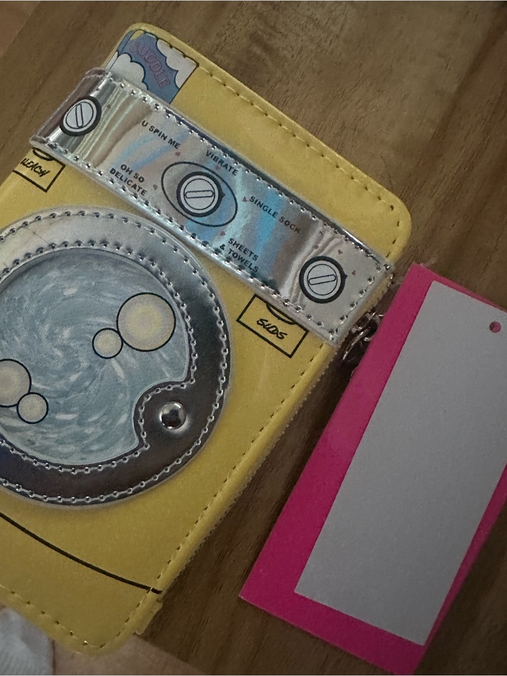 Betsey Johnson Yellow & Silver Washing Machine Key Card Holder